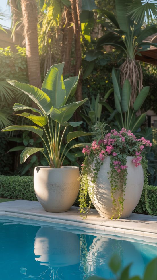 outdoor planter poolside