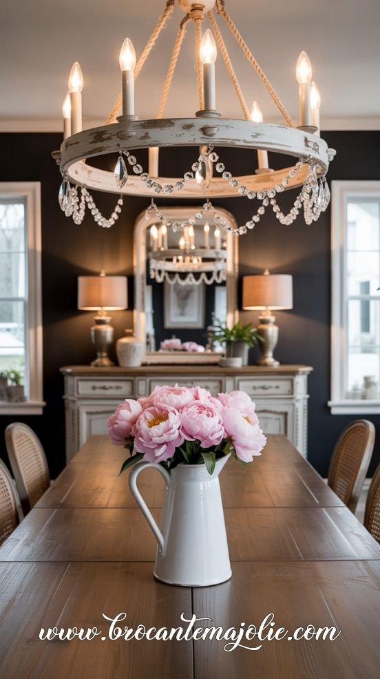 farmhouse chandelier dining room