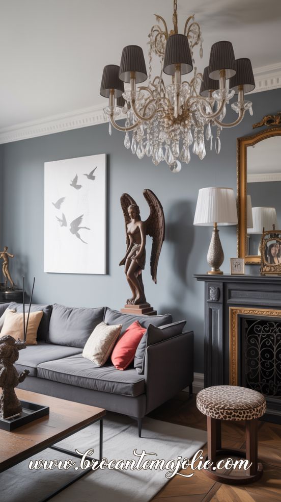 farmhouse chandelier living room