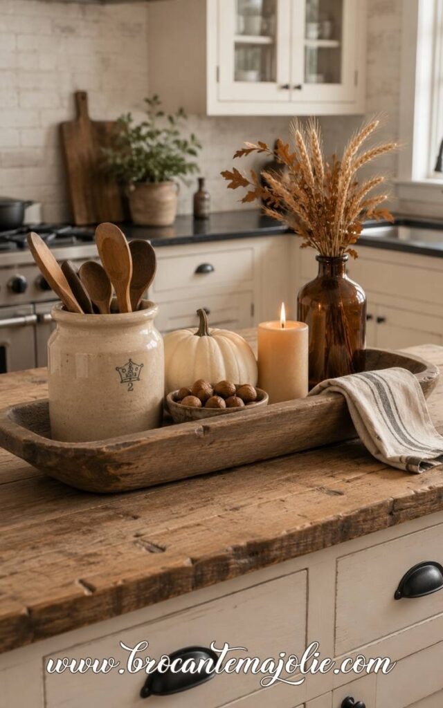 Fall Kitchen Island Decor dough bowl