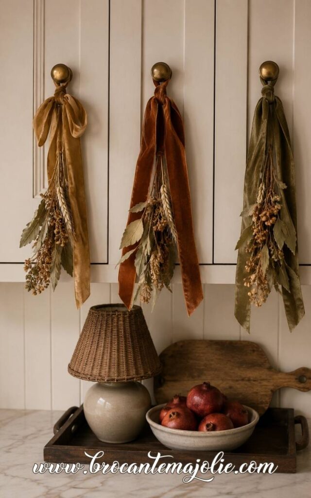 fall ribbon Cabinet Decor