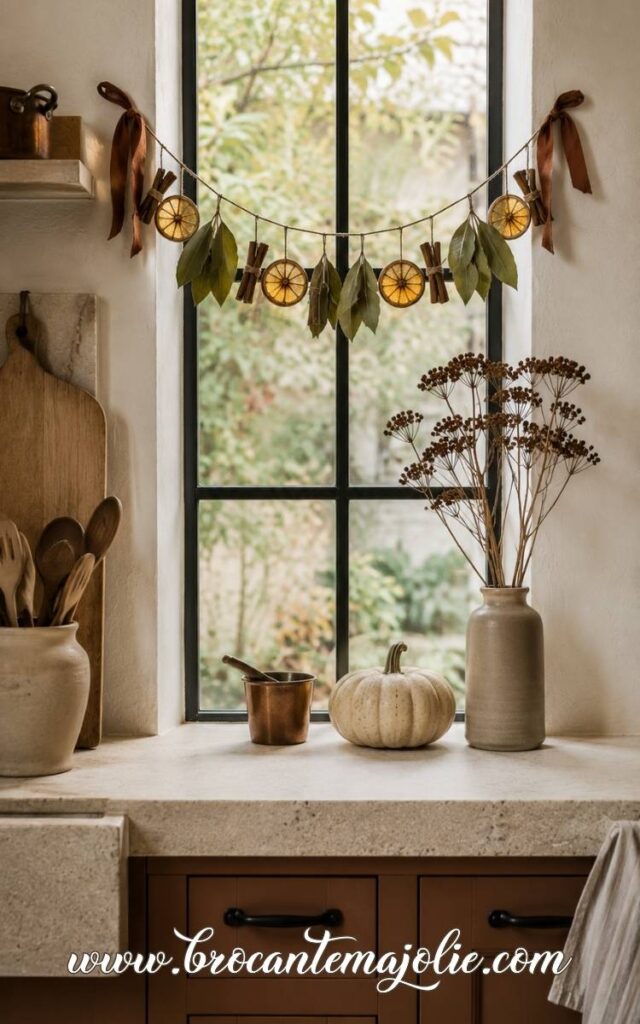 Simple Fall Garland Around the Window
