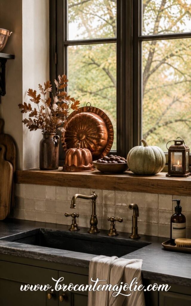 fall Window Sill decor in kitchen