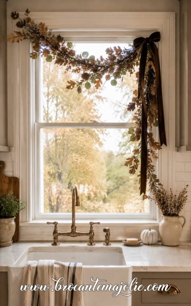 Simple Fall Garland Around the Window