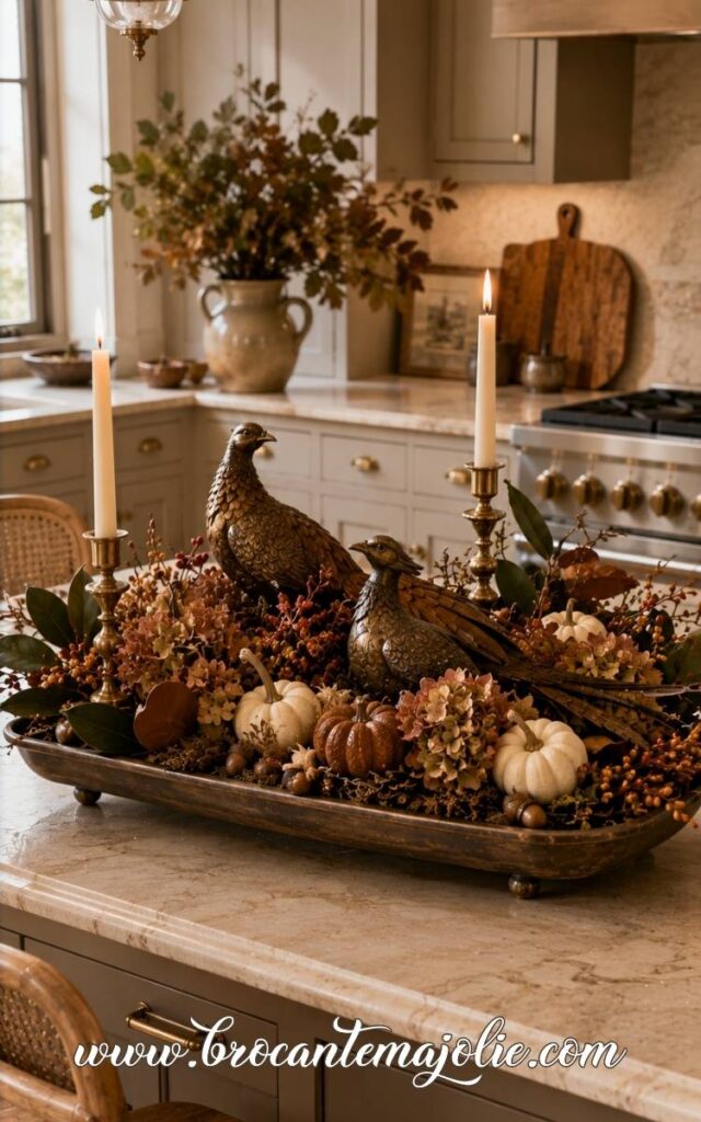 pheasant fall dough bowl centerpiece