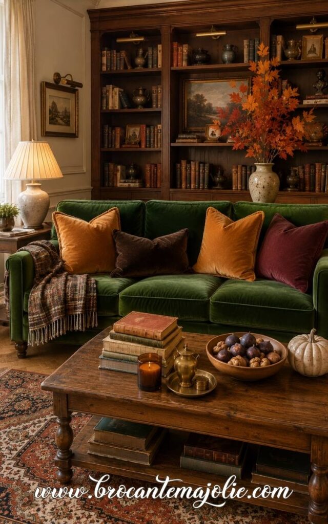 olive brown brass fall living room