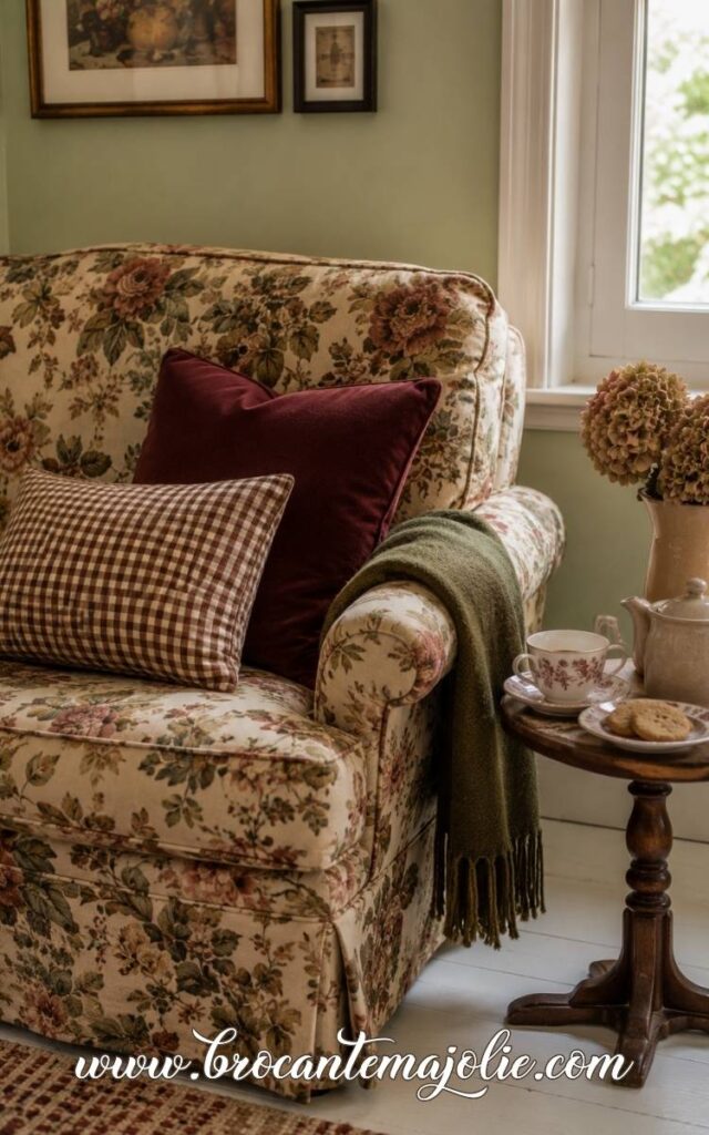 cozy fall living room reading nook