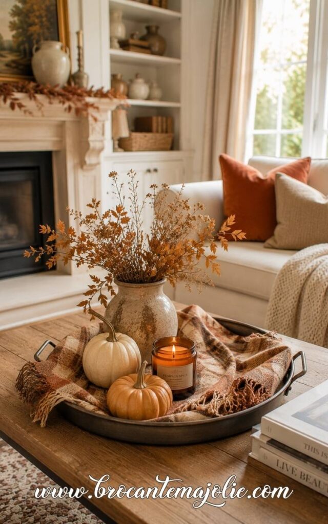 fall coffee table tray decor