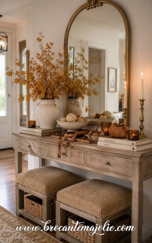 fall console table decor