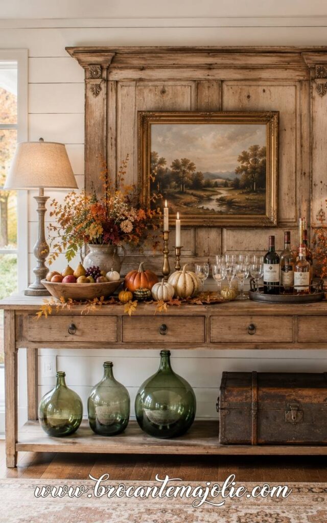 vintage fall console table decor