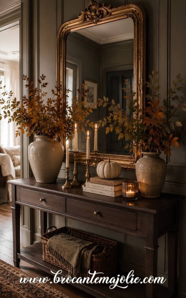 fall console table decor