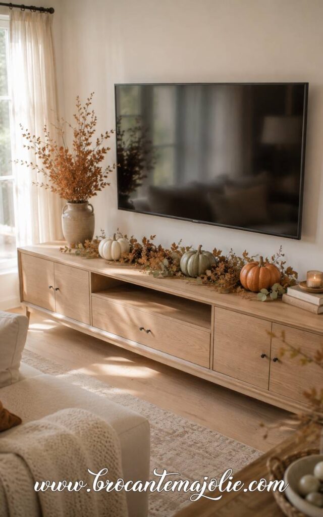 modern fall tv stand decor in living room