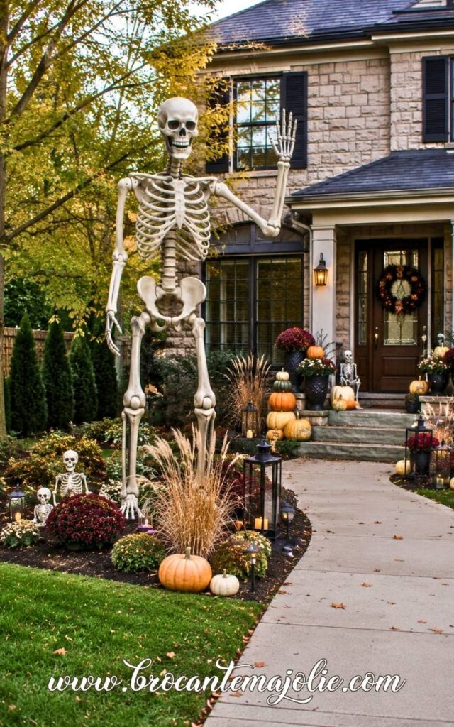 halloween front yard skeleton decor