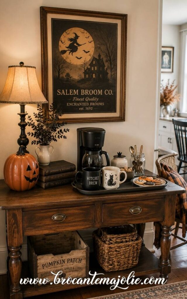 halloween coffee bar on console
