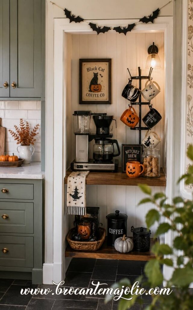 halloween coffee bar shelves