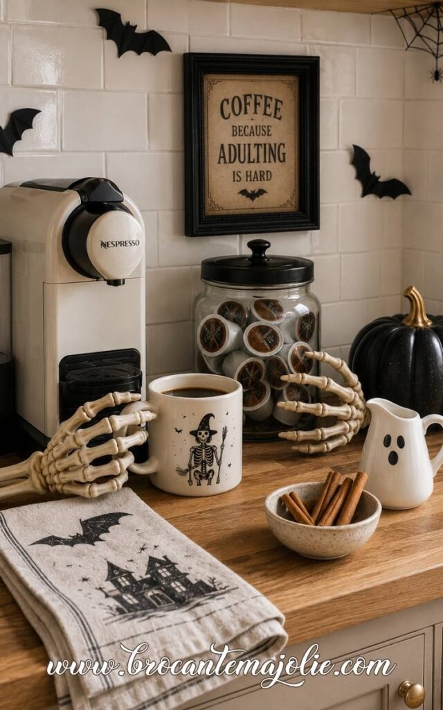 spooky coffee bar skeleton