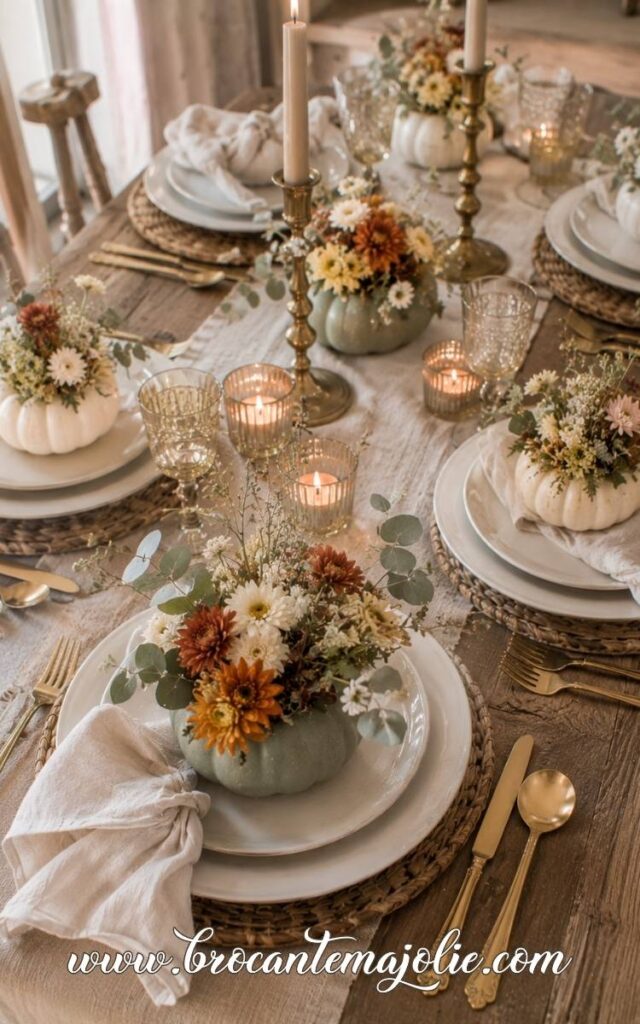 pumpkin table setting decor