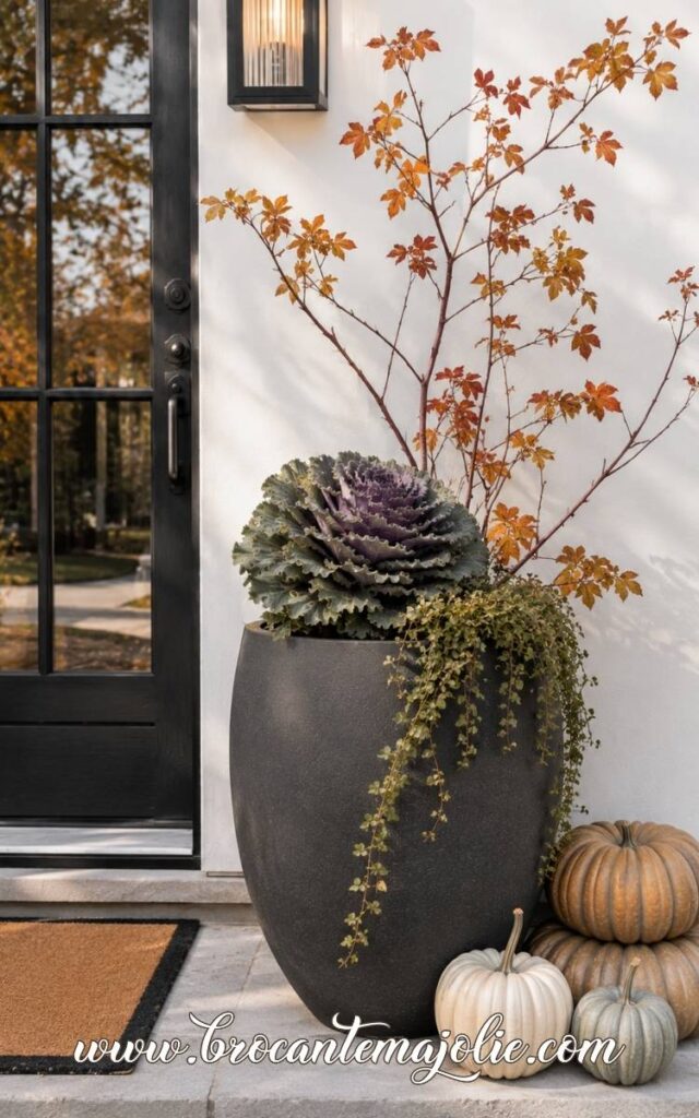 modern fall outdoor planter front porch