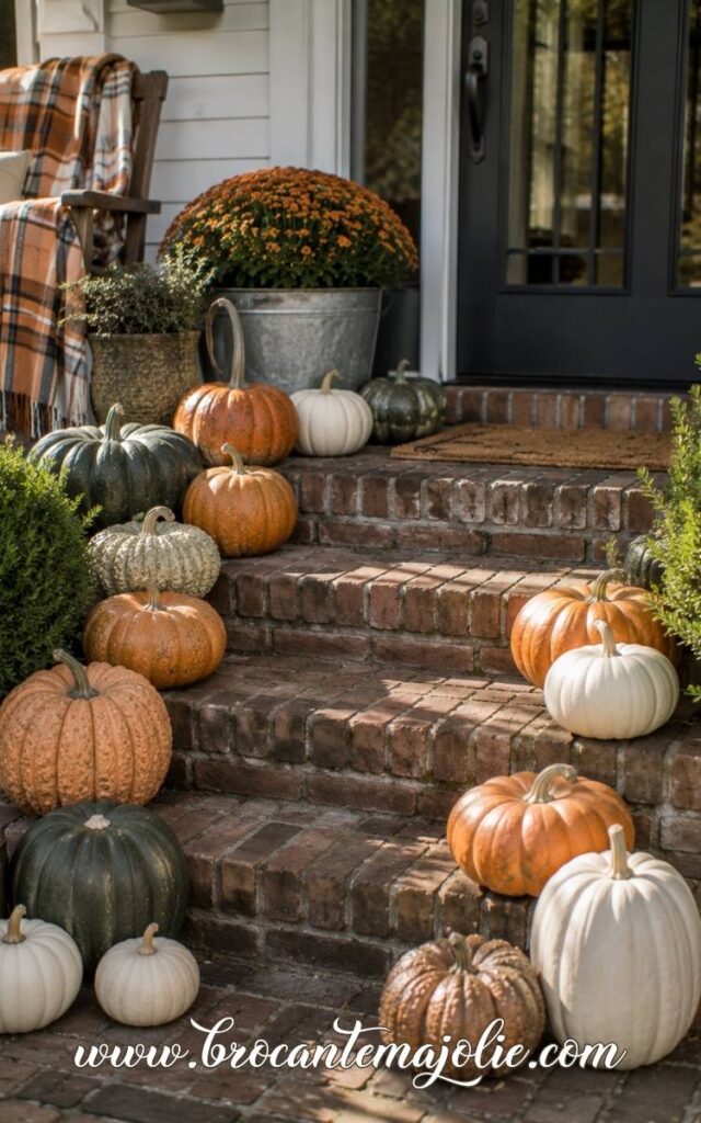 traditional pumpkin display outside