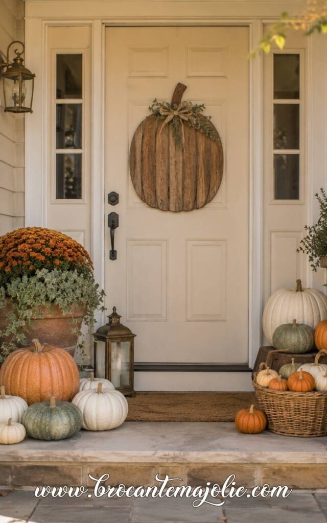 front door pumpkin outdoor wooden door hanger
