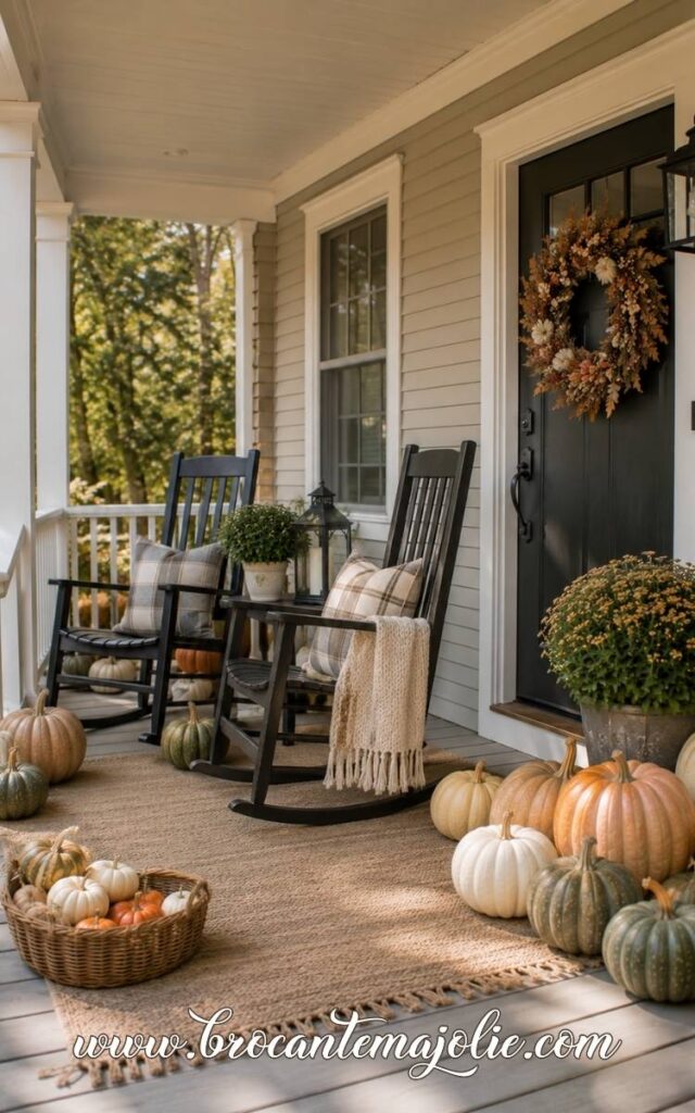 outdoor pumpkin decor front porch