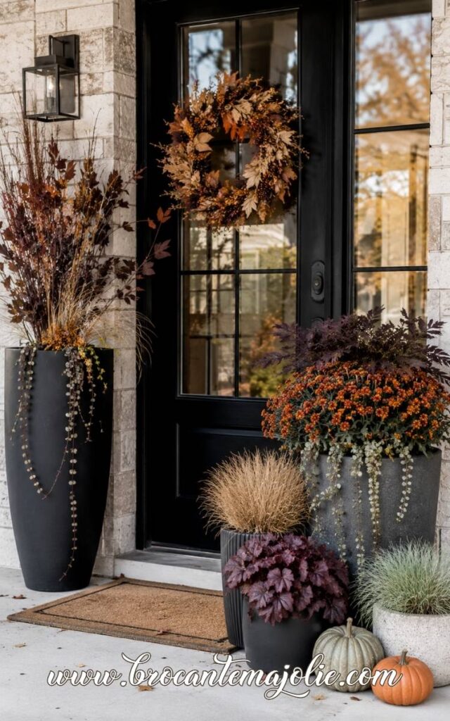 fall outdoor planters front door