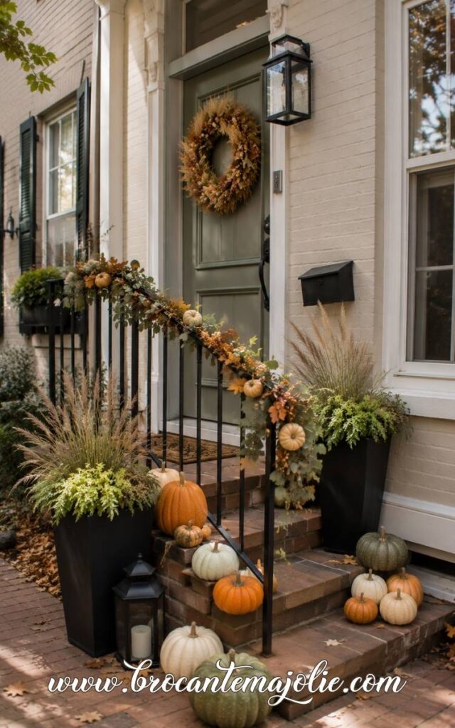 outdoor pumpkin decor entrance