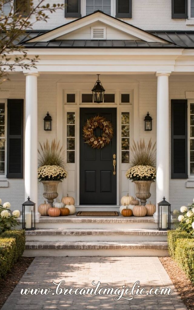pumpkin display front porch for fall