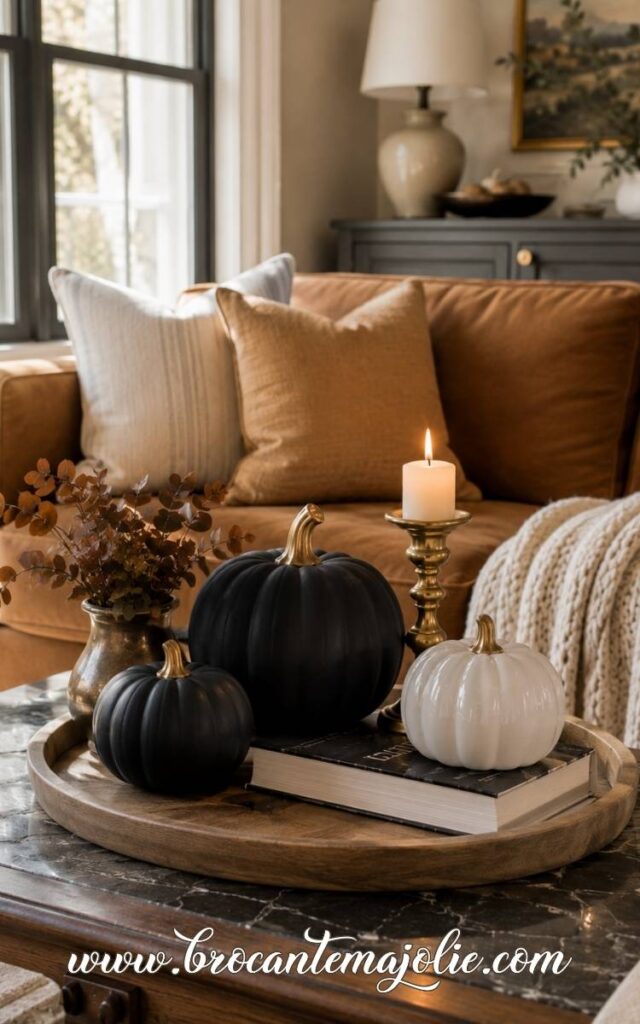 black pumpkin coffee table decor
