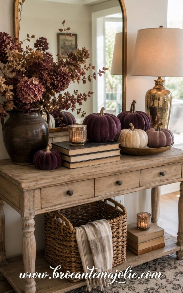 purple pumpkin decor entrance