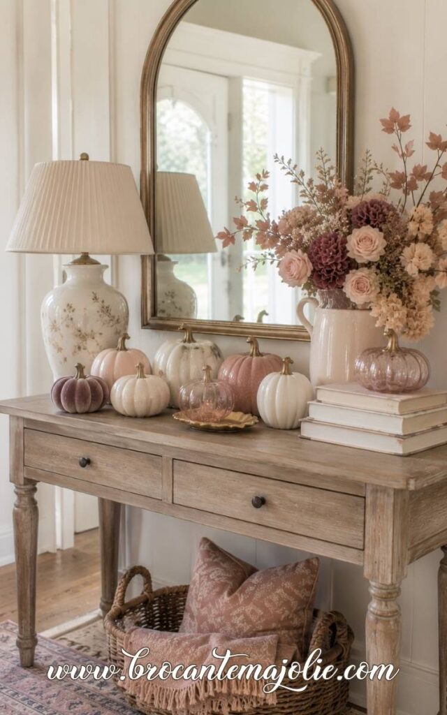 feminine pumpkin decor entrance