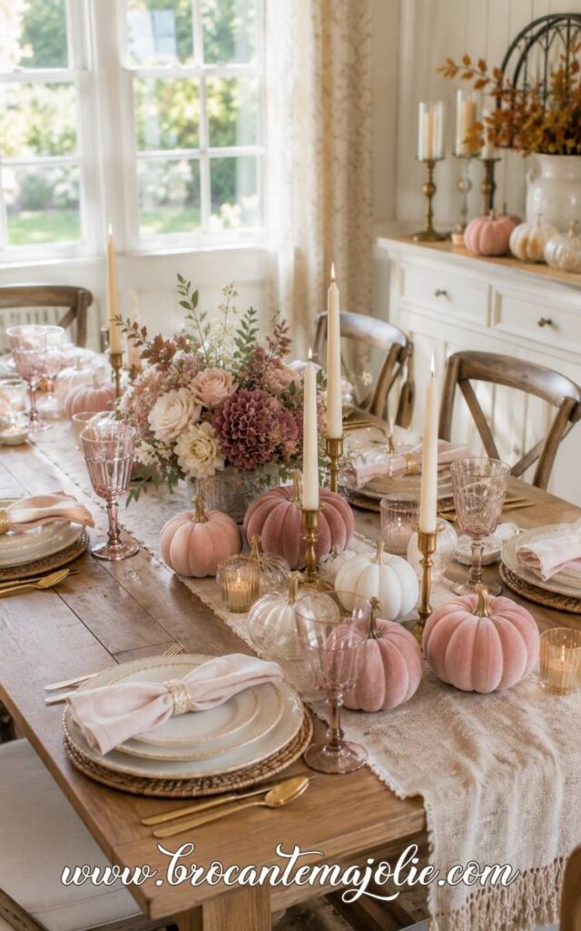 feminine pumpkin decorating ideas table