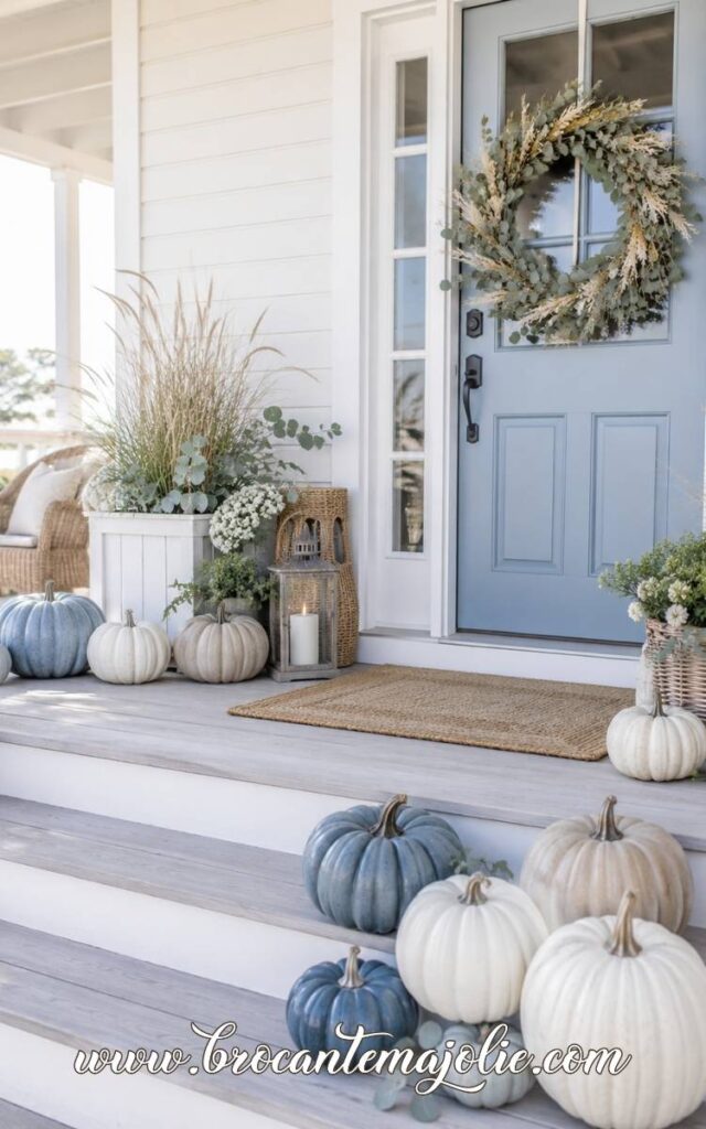 coastal pumpkin front porch decor