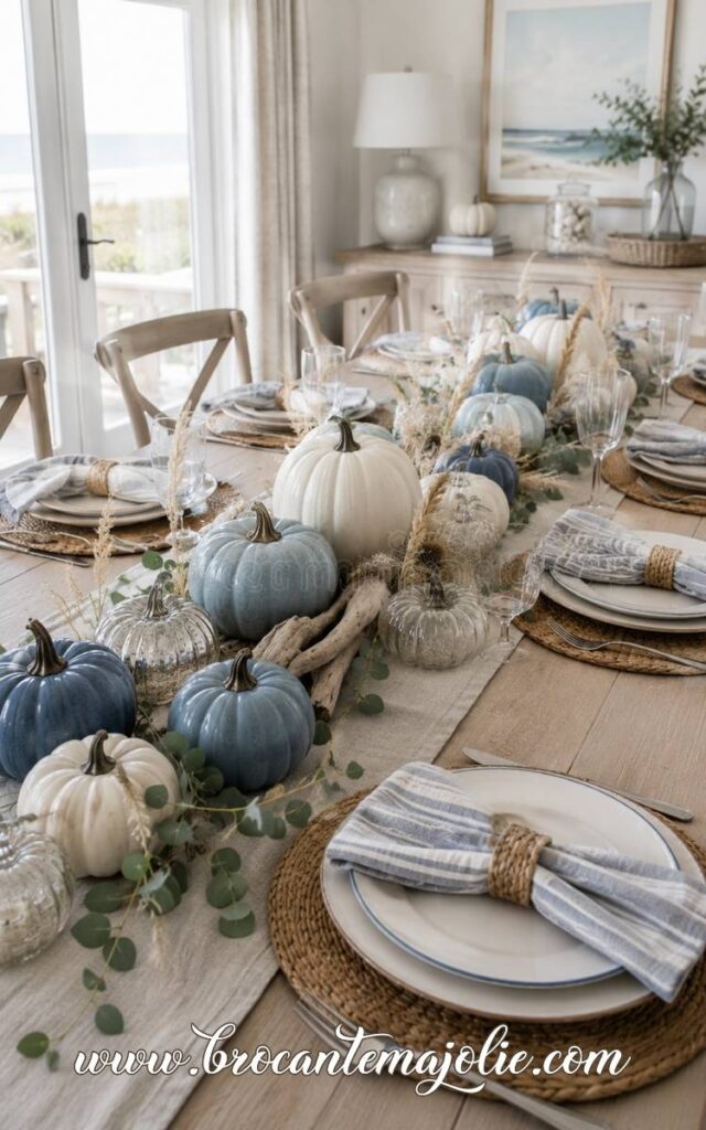 coastal pumpkin tablescape
