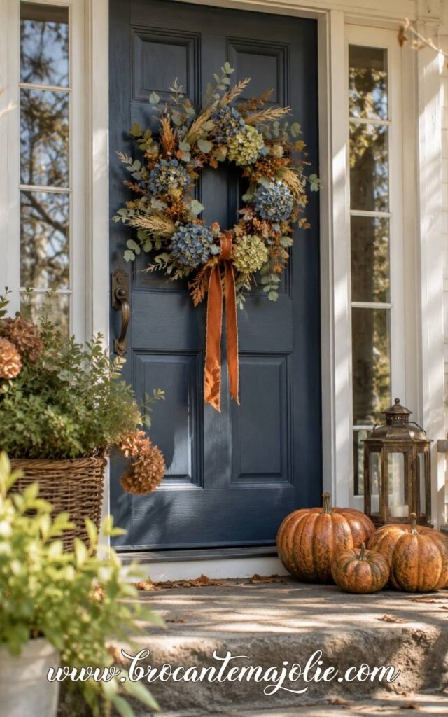 blue and orange fall porch
