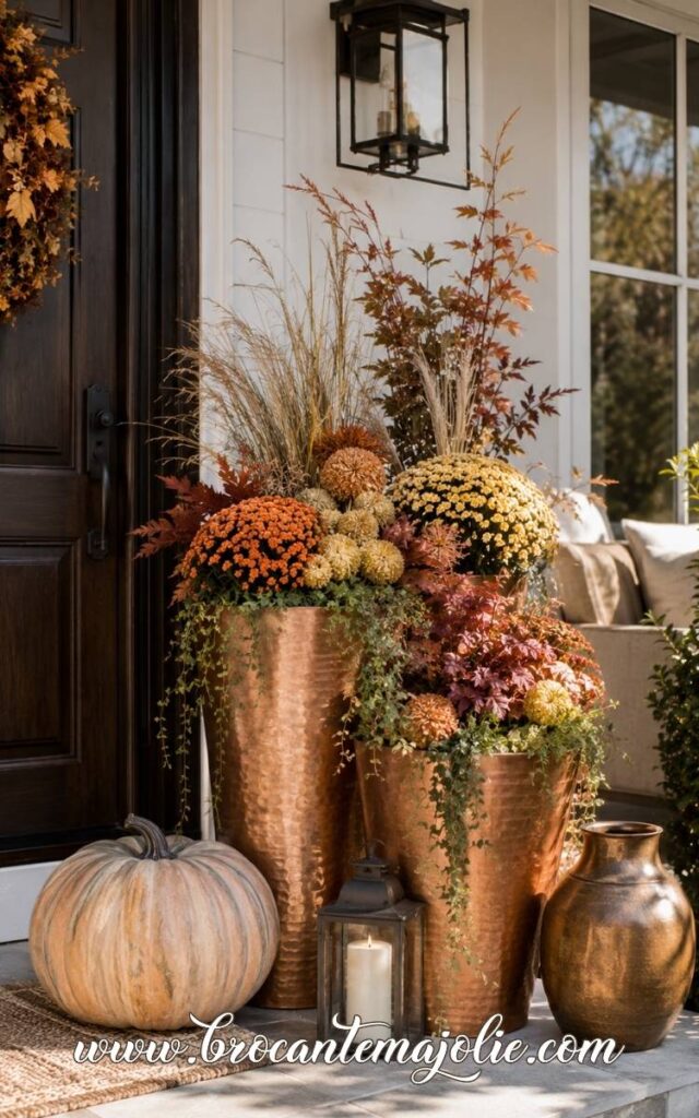 copper fall front porch planters