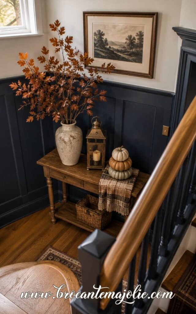 navy blue fall staircase