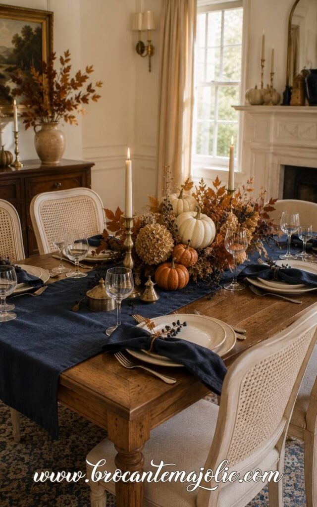 navy blue fall table decor