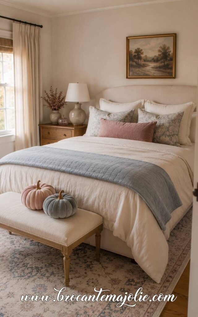 pink and blue fall bedroom