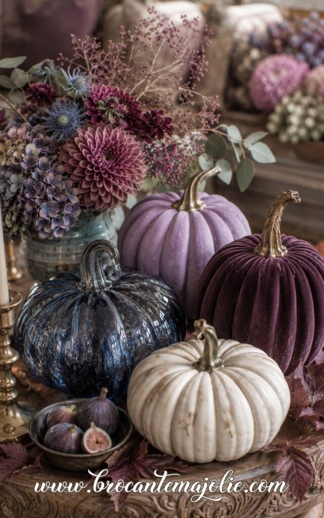purple and blue fall decor