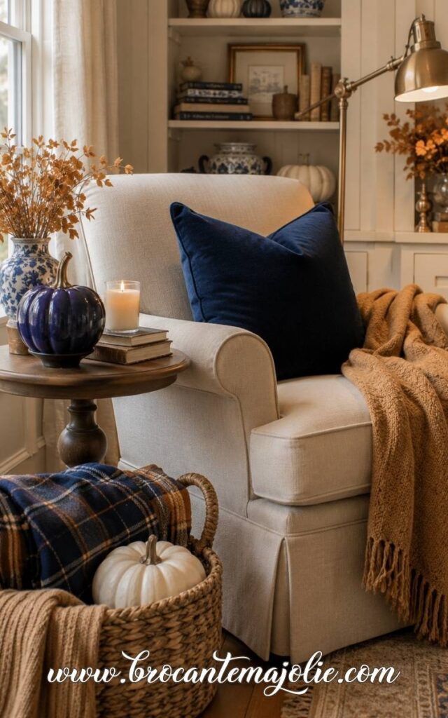navy blue fall living room