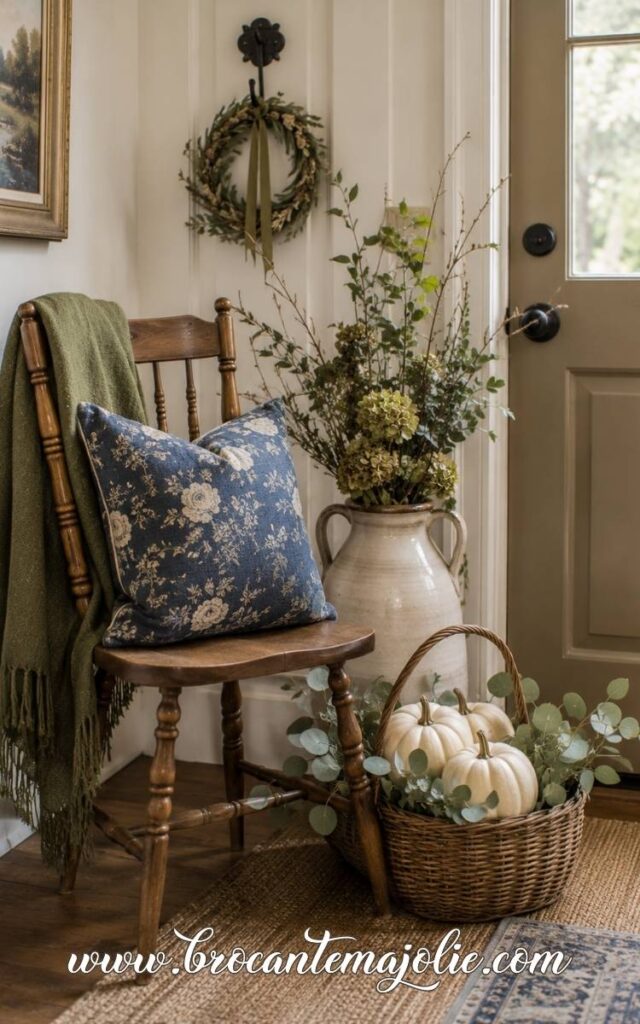 blue and green fall entrance