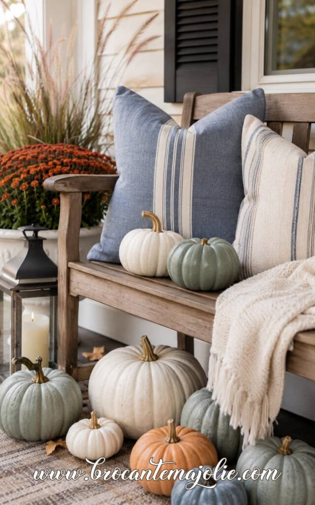 blue decor porch for fall