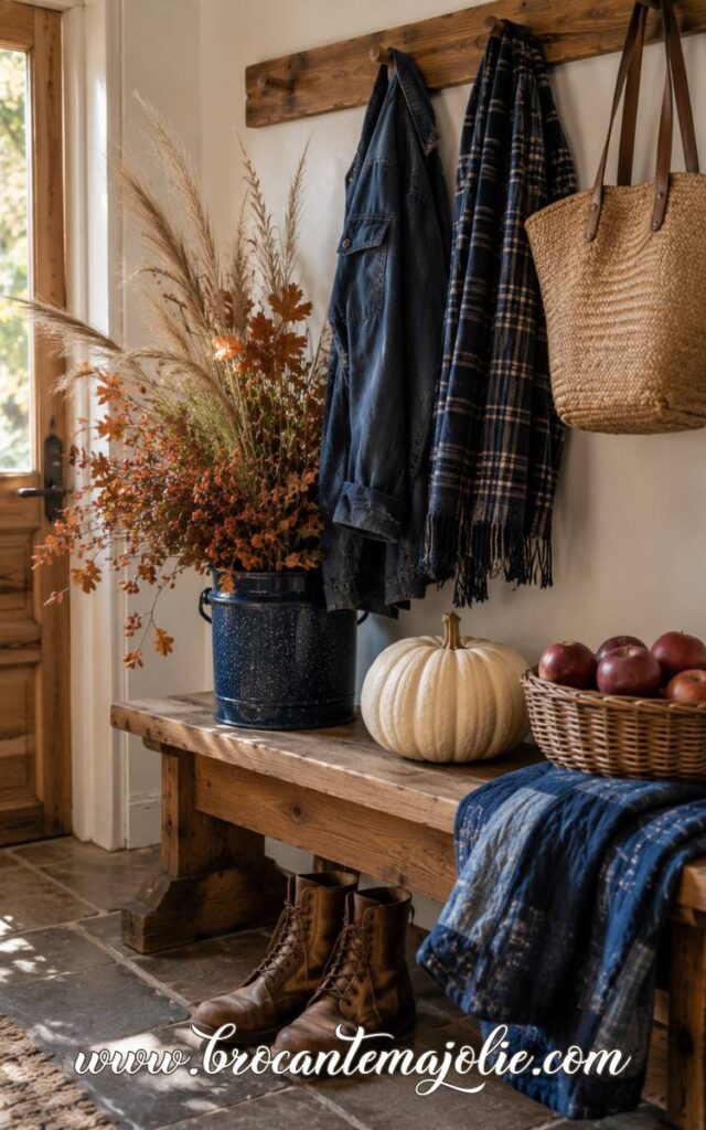 blue fall entryway decor