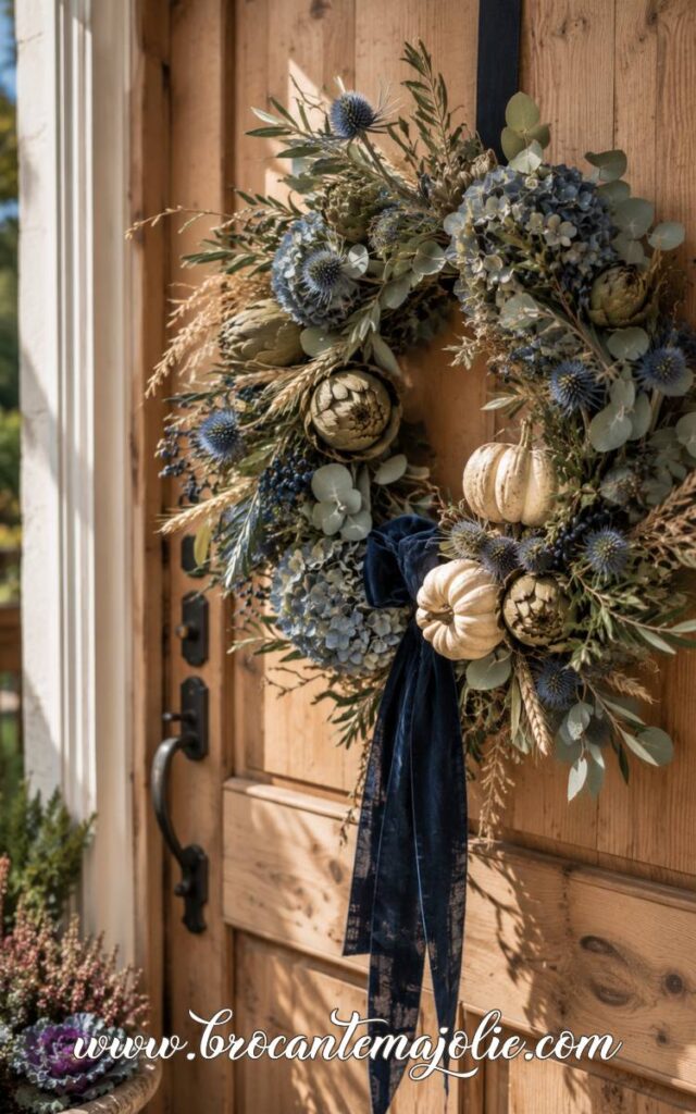 blue fall wreath