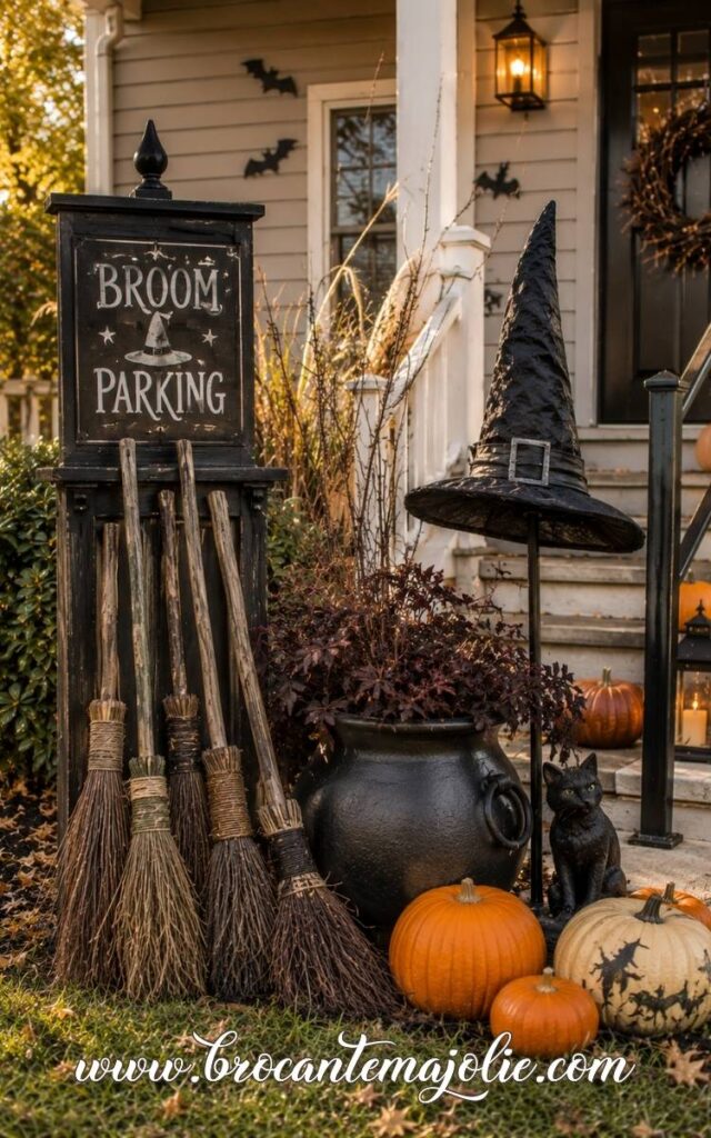 halloween yard witch parking