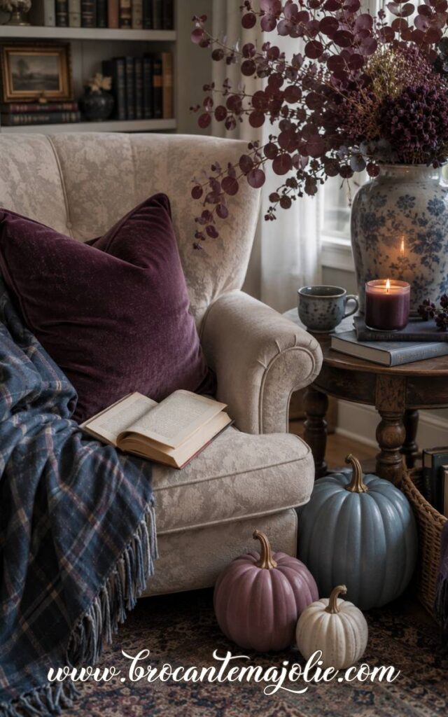 purple and blue fall living room