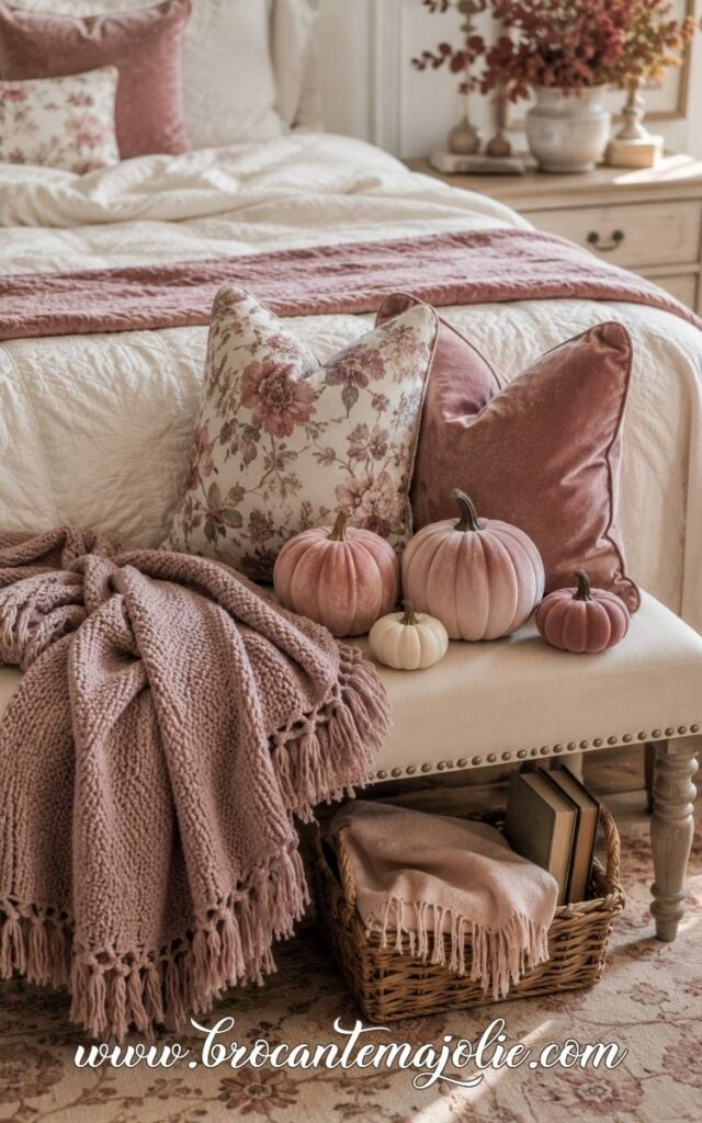 pink fall decor bedroom