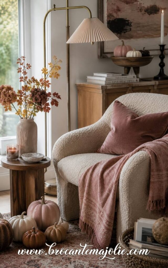 pink fall living room