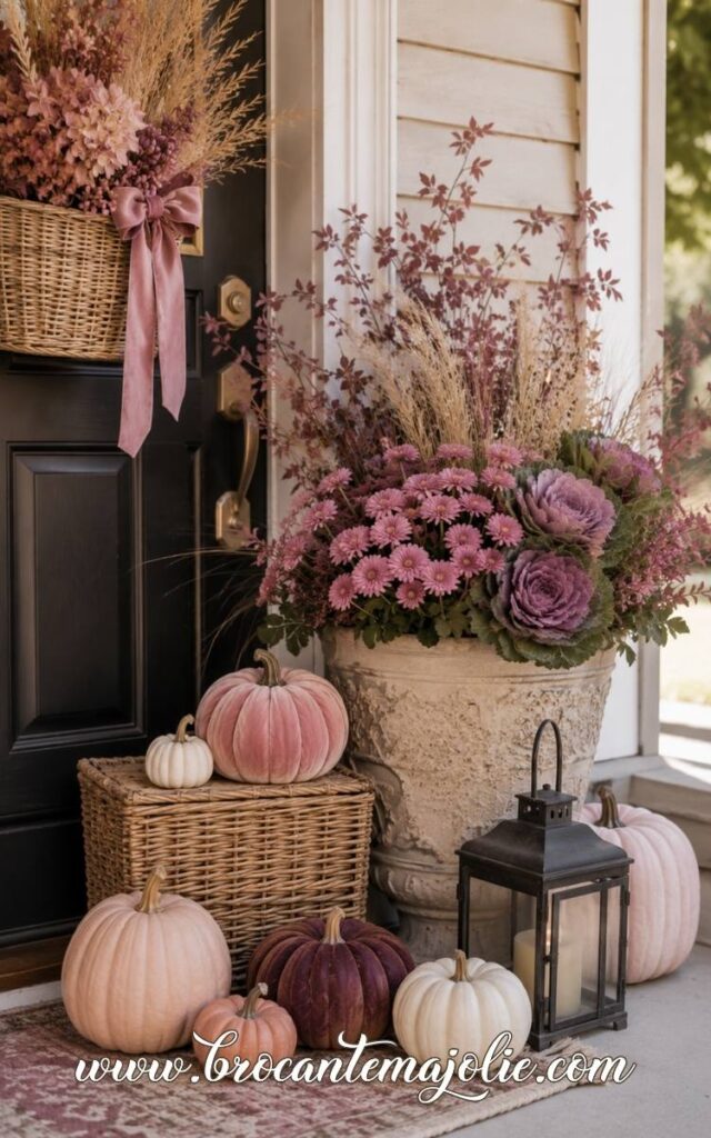 pink pumpkin decor ideas front porch